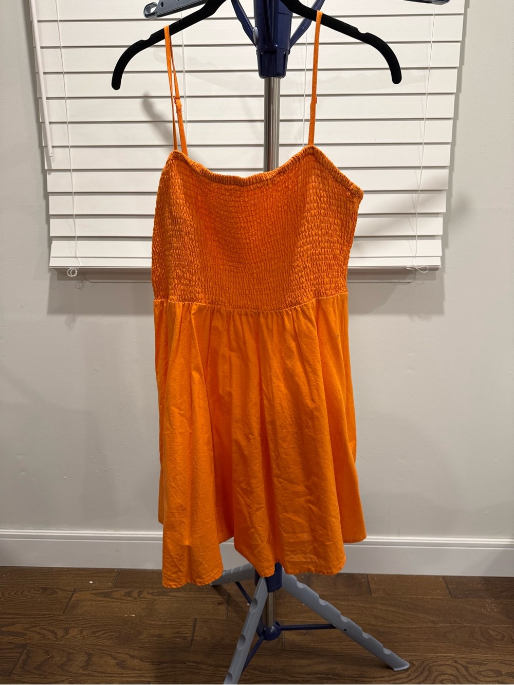 SHEIN Orange Smocked Bust Spaghetti Strap Mini Dress